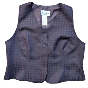 Danny & Nicole Vintage Purple Houndstooth Button Up Vest Size 14P